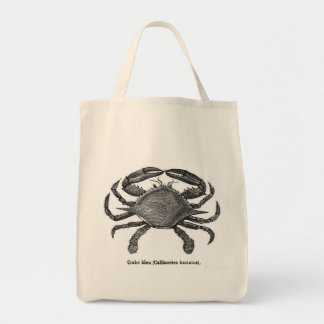 Tote O bolsa das canvas do caranguejo azul do vintage