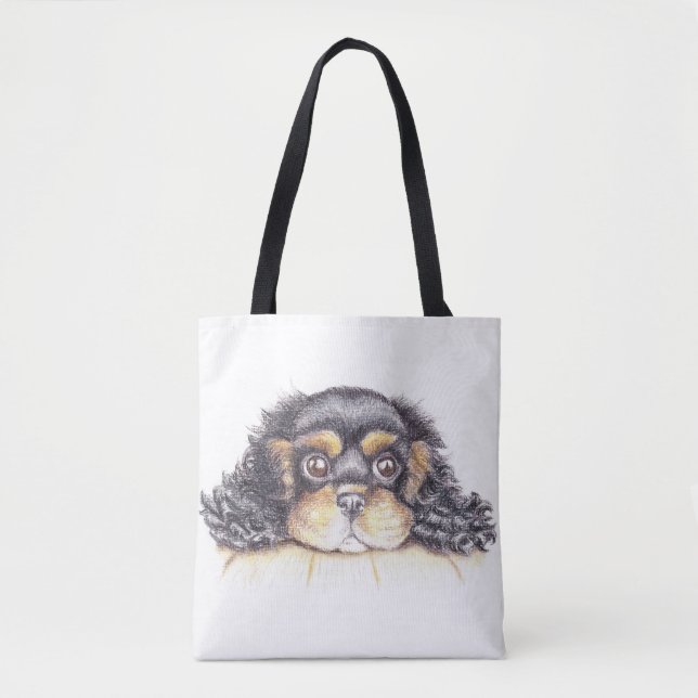 Tote O bolsa das letras grandes com o filhote de (Frente)