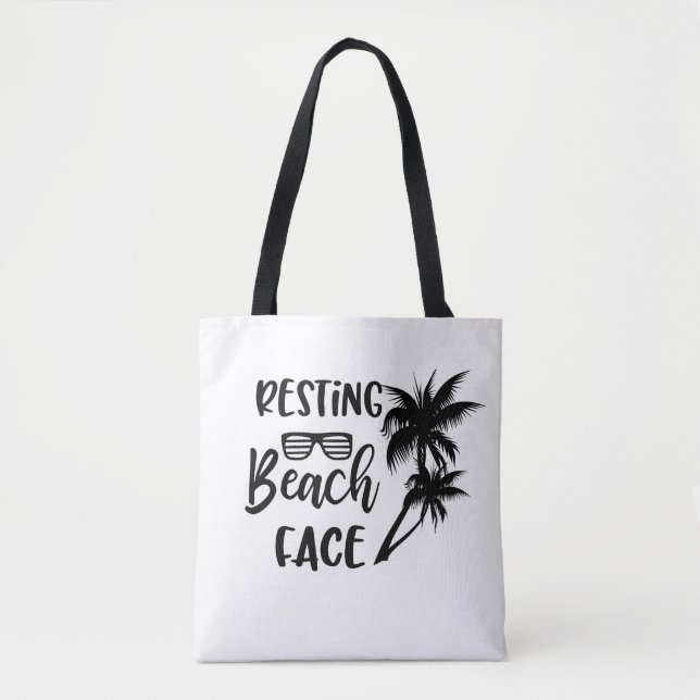 Tote O bolsa de descanso da palavra da cara da praia (Frente)