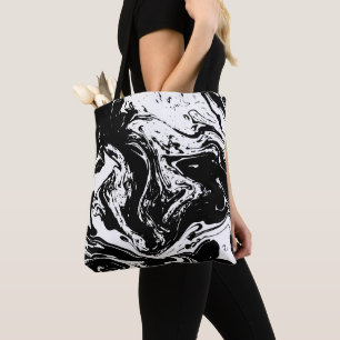 Tote O bolsa de mármore preto & branco do estilo