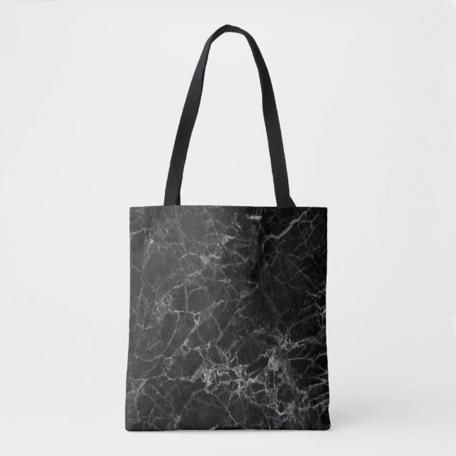 Tote O bolsa de mármore preto resistente do design (Frente)
