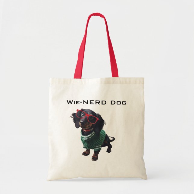 Tote O bolsa do Dachshund do nerd do cão do Wiener (Frente)