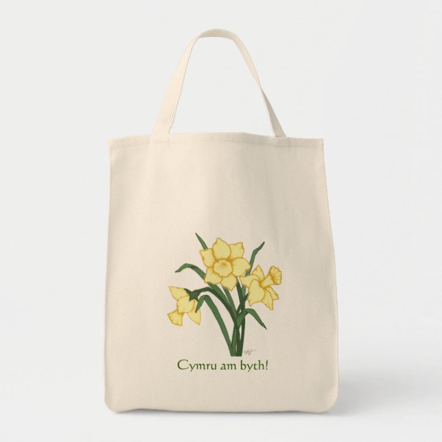 Tote O bolsa do Daffodil - de "byth Cymru am! " (Frente)