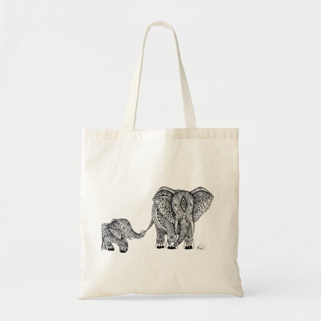 Tote O bolsa do elefante e do bebê (Frente)