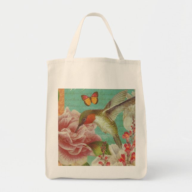 Tote O bolsa do mantimento da colagem do colibri do (Frente)