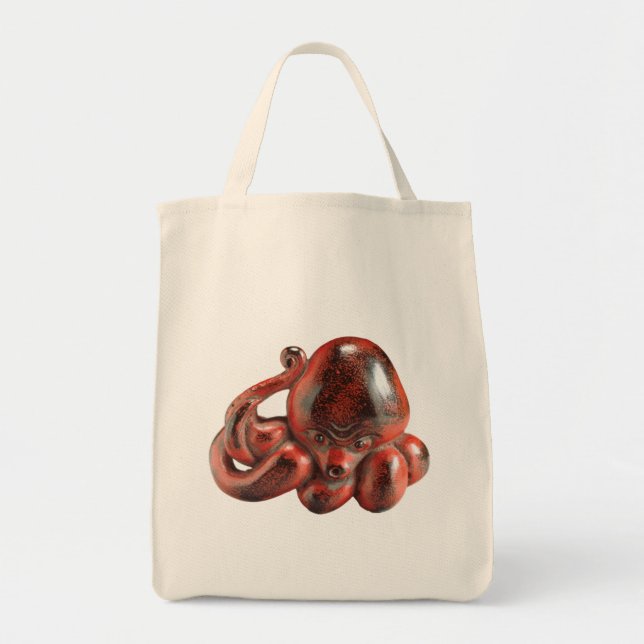 Tote O bolsa do mantimento de Netsuke do polvo (Frente)