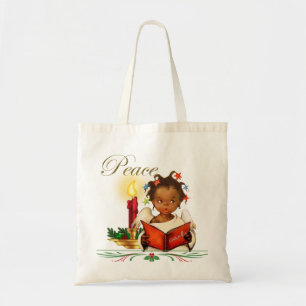 Tote O bolsa do Natal com a menina do afro-americano do