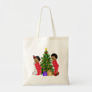 Tote O bolsa do Natal das crianças do afro-americano