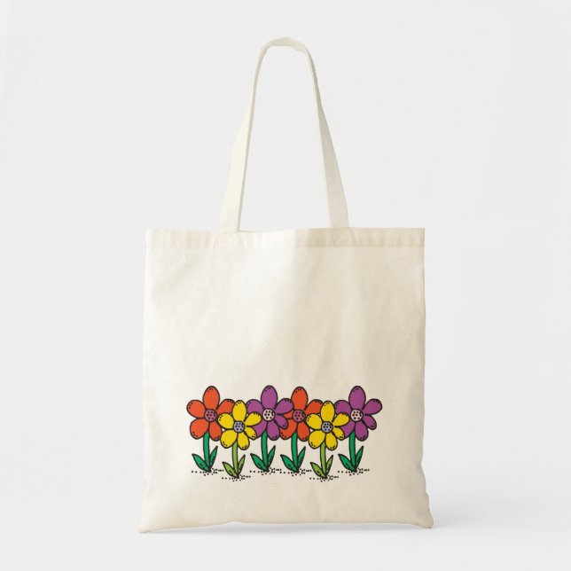 Tote O bolsa do orçamento com flores coloridas (Frente)