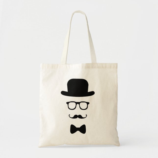 Tote O bolsa do orçamento da cara do hipster (Frente)