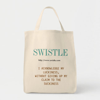 Tote O bolsa do slogan do blogue de Swistle, azul