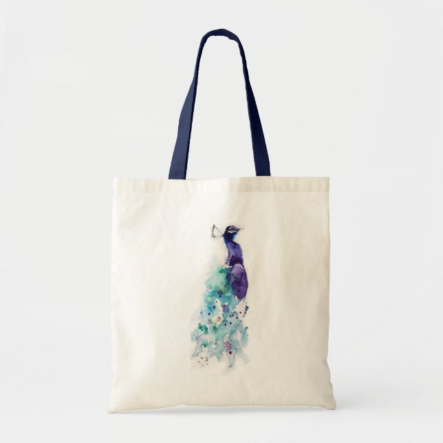 Tote "O bolsa do watercolour do pavão bonito" (Frente)