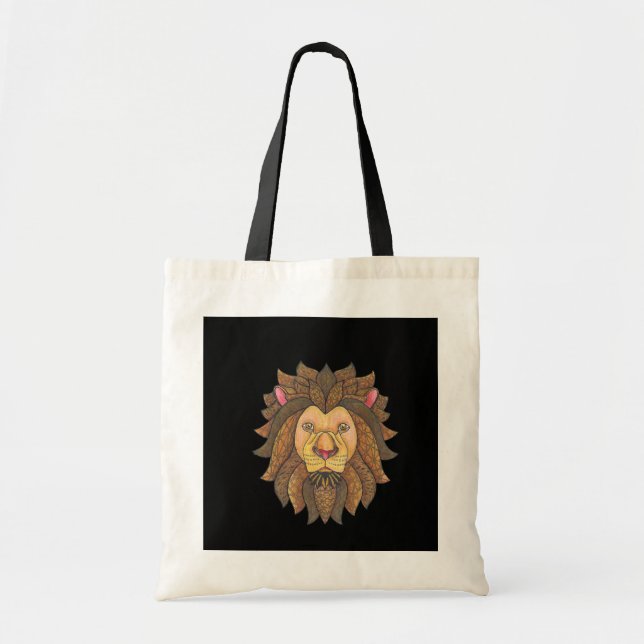 Tote O bolsa Doodled do leão (Frente)