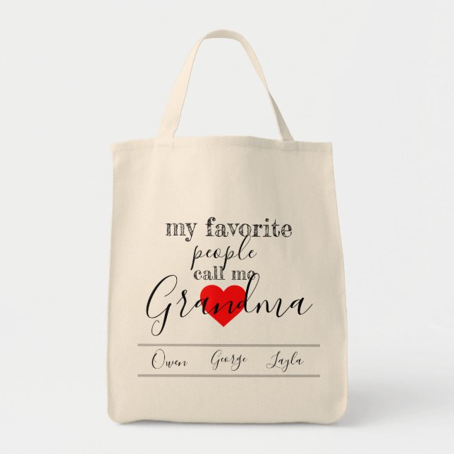 Tote O bolsa favorito da avó (personalizado com 3names) (Frente)