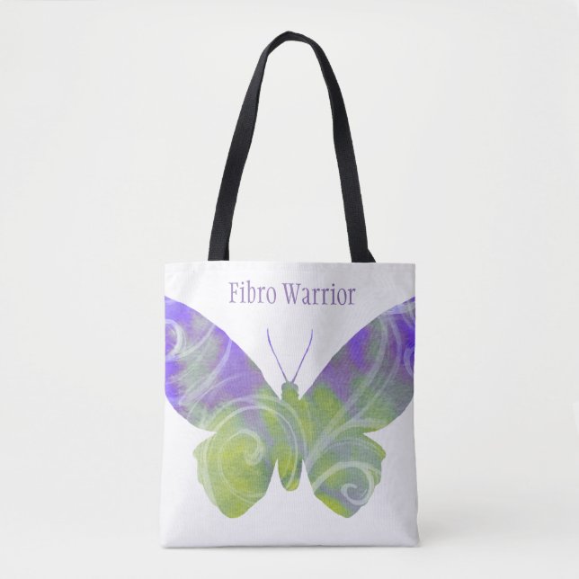 Tote O bolsa fibro da borboleta com punhos pretos (Frente)