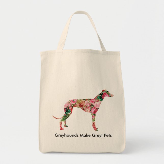 Tote O bolsa floral da compra do galgo (Frente)