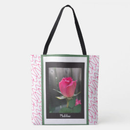 Tote O bolsa floral na moda, rosa vermelha, adiciona o