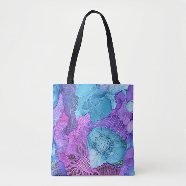 Tote O bolsa grande do azul/lavanda (Frente)