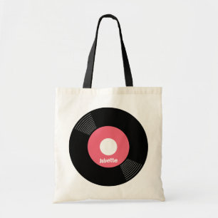 Tote o bolsa gravado 45s (cor-de-rosa) CUSTOMIZÁVEL