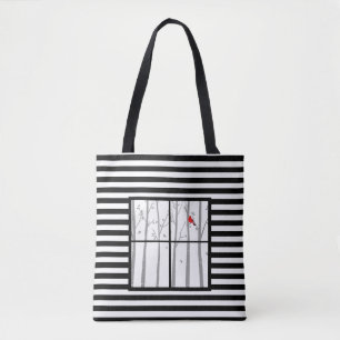 Tote O bolsa listrado da cena da janela do inverno