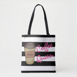Tote O bolsa listrado personalizado da rainha do café