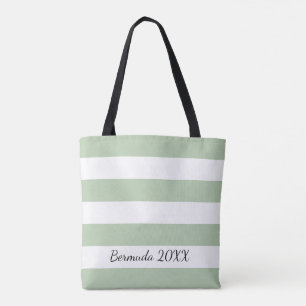 Tote O bolsa listrado personalizado do sábio dianteiro