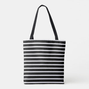 Tote O bolsa listrado preto e branco