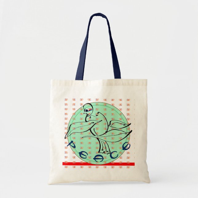 Tote O bolsa natural da pomba da paz (Frente)