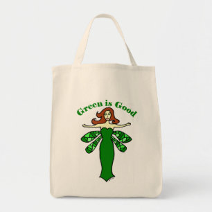 Tote O bolsa orgânico feericamente verde do mantimento