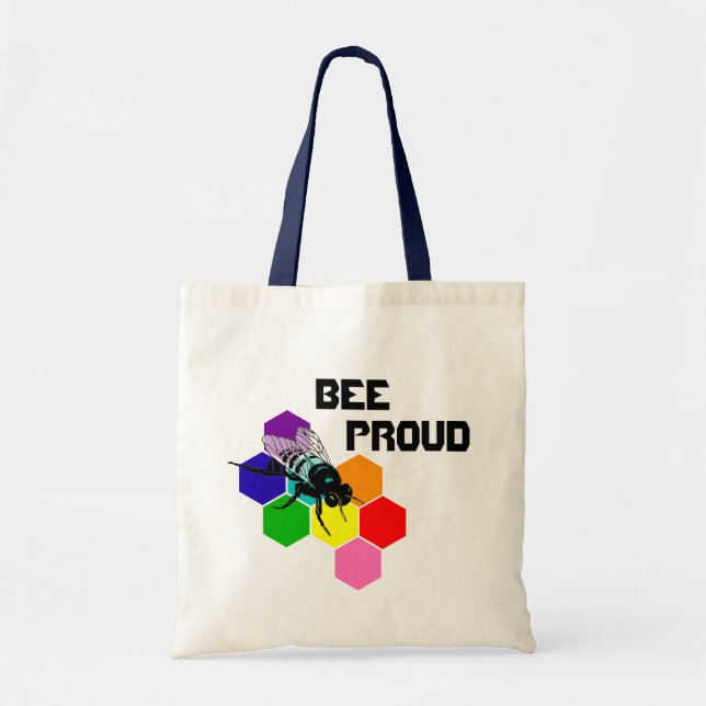 Tote O bolsa orgulhoso do arco-íris da abelha (Frente)
