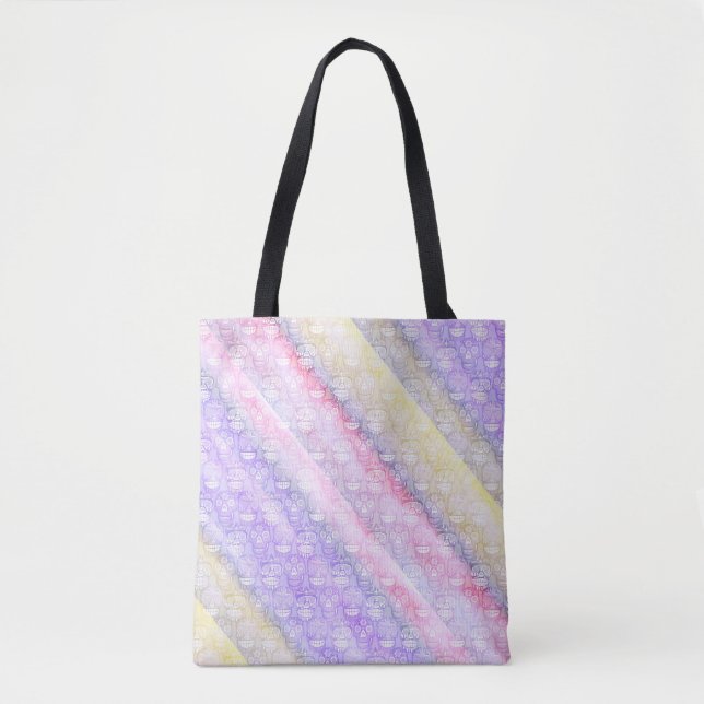 Tote O bolsa Pastel do crânio do açúcar (Frente)