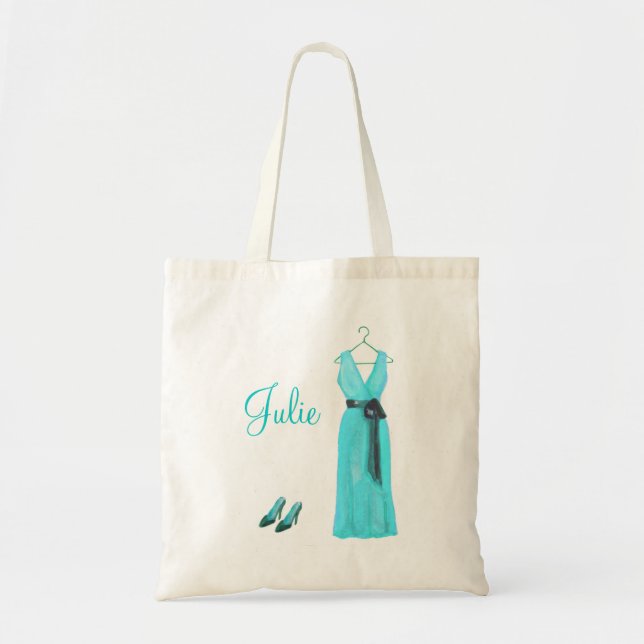 Tote O bolsa personalizado da dama de honra da cerceta (Frente)