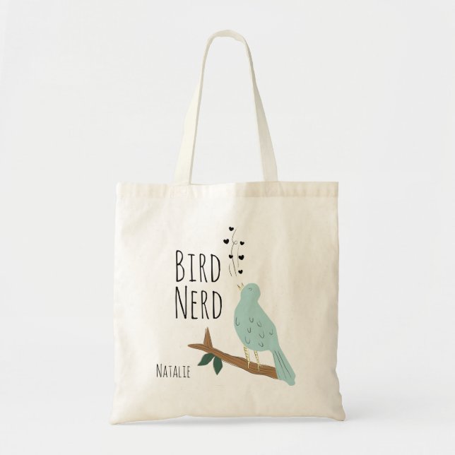 Tote O bolsa personalizado do nerd do pássaro (Frente)