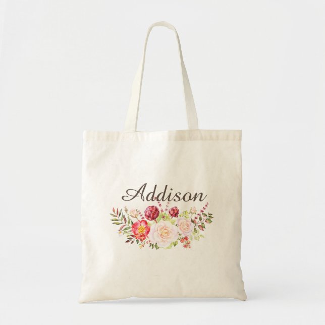 Tote O bolsa personalizado floral das canvas das (Frente)