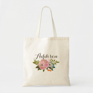 Tote O bolsa personalizado floral pintado das canvas