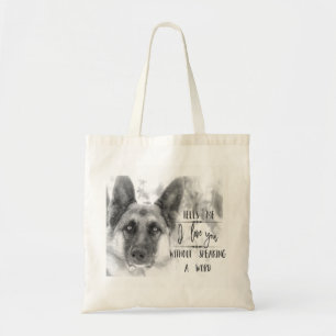 Tote O bolsa preto e branco da tipografia do german