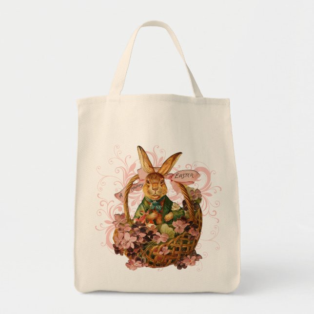 Tote O bolsa retro do coelhinho da Páscoa (Frente)