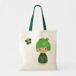 Tote O bolsa verde da objectiva tripla de Kokeshi