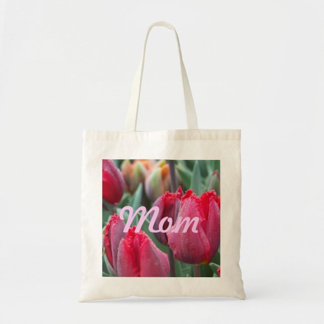 Tote O bolsa vermelho da tulipa da mamã (Frente)