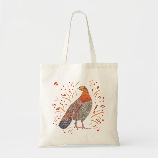 Tote O bolsa vermelho e alaranjado do pássaro (Frente)