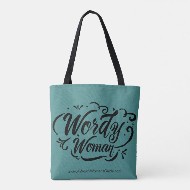 Tote O bolsa Wordy da mulher (cerceta) (Verso)