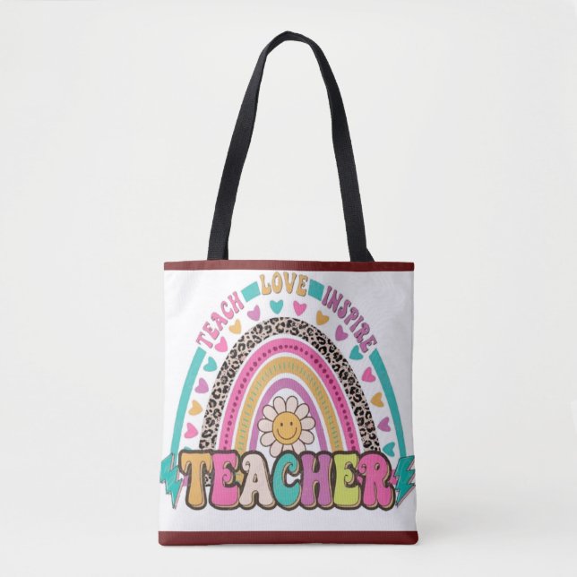 Tote O "Melhor Professor do Mundo" Bolsa do Arco-Íris (Frente)