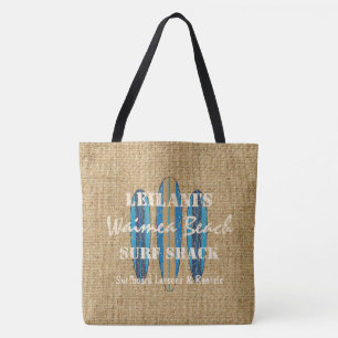 Tote O sinal do surf personaliza a bolsa de praia do