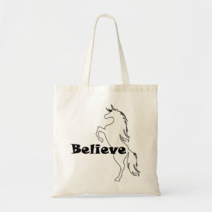 Tote O unicórnio acredita o design - o bolsa do
