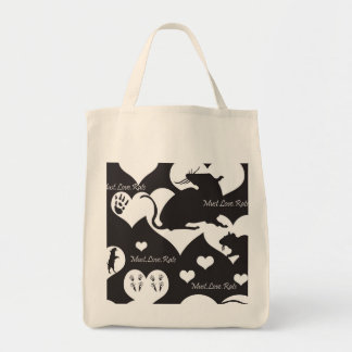 Tote Obrigação. Amor. O bolsa preto e branco dos ratos