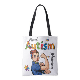 Tote Orgulhosa Mãe Autista Bolsa de compras reutilizáve