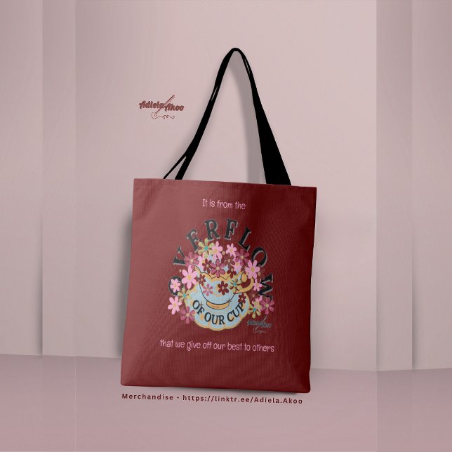Tote OVERFLOW Red Bolsa - Adiela Akoo (Overflow Tote: 'It is from the overflow of our cup that we give off our best to others' -Adiela Akoo)