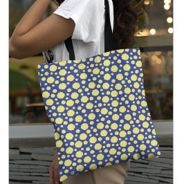 Tote Padrão de bolinhas amarelas em bolsa azul