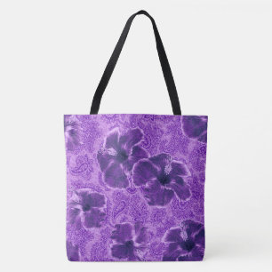 Tote Paisley Hibiscus Vintage Bolsa de praia Psicodélic