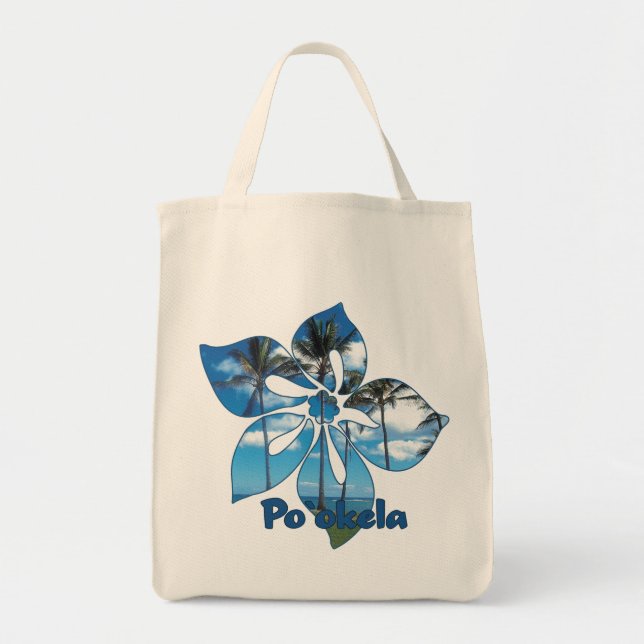 Tote "Palm Tree Hibiscus" - Bolsa de Grocery (Frente)
